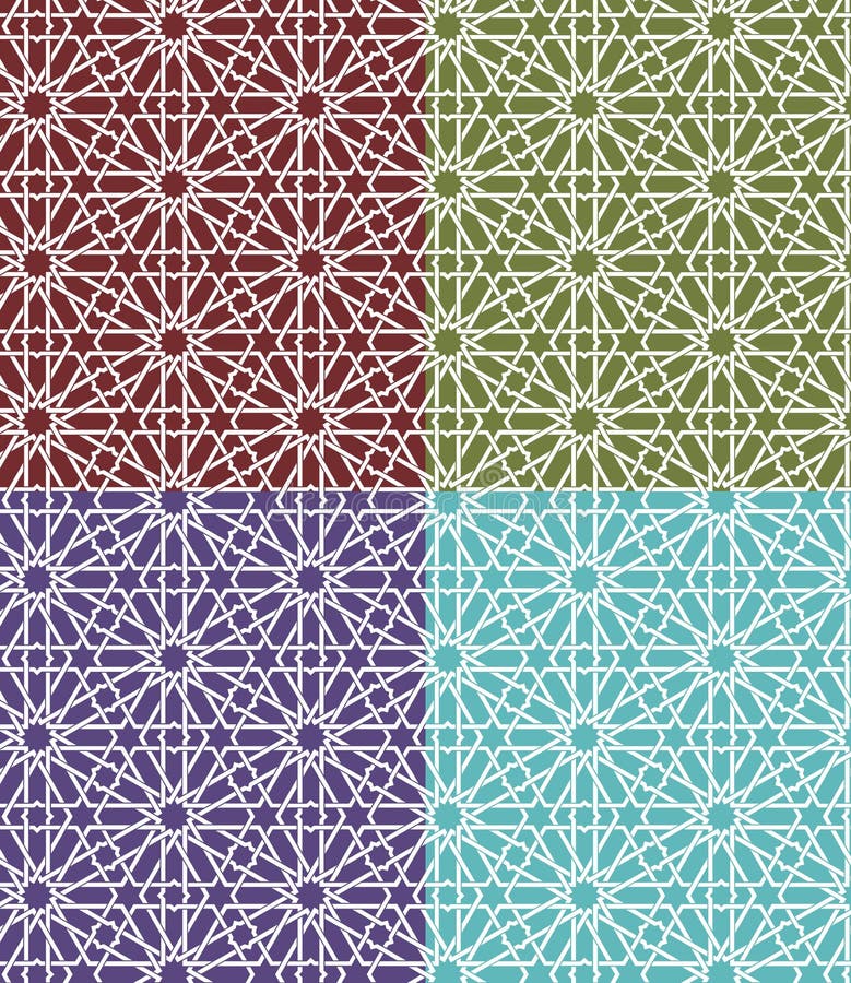 Nahtloser islamischer marokkanischer Mustersatz Arabische geometrische Verzierung Moslemische Beschaffenheit Weinlese, die Hinter vektor abbildung Nahtloser islamischer marokkanischer Mustersatz Arabische geometrische Verzierung Moslemische Beschaffenheit Weinlese, die Hinter vektor abbildung