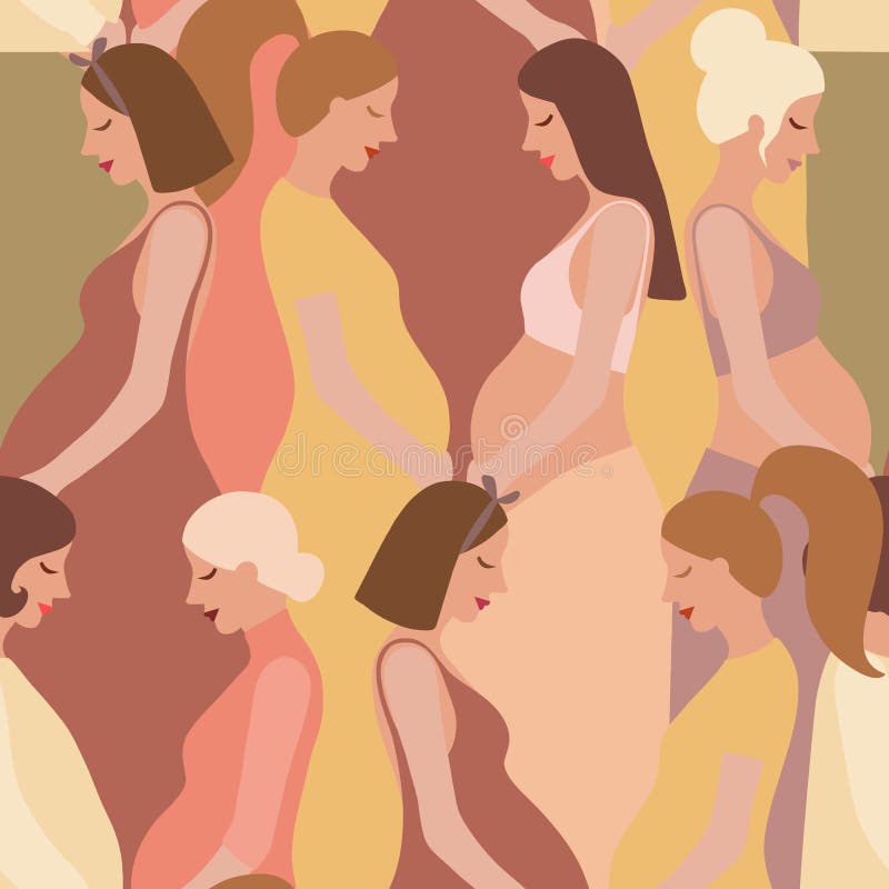 Nahtloser Musterhintergrund der Schwangerschaftsmutterschaftsleuteerwartung