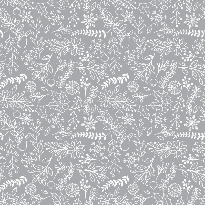 Nahtloser Tileable-Weihnachtsfeiertags-Blumenhintergrund-Muster lizenzfreie abbildung