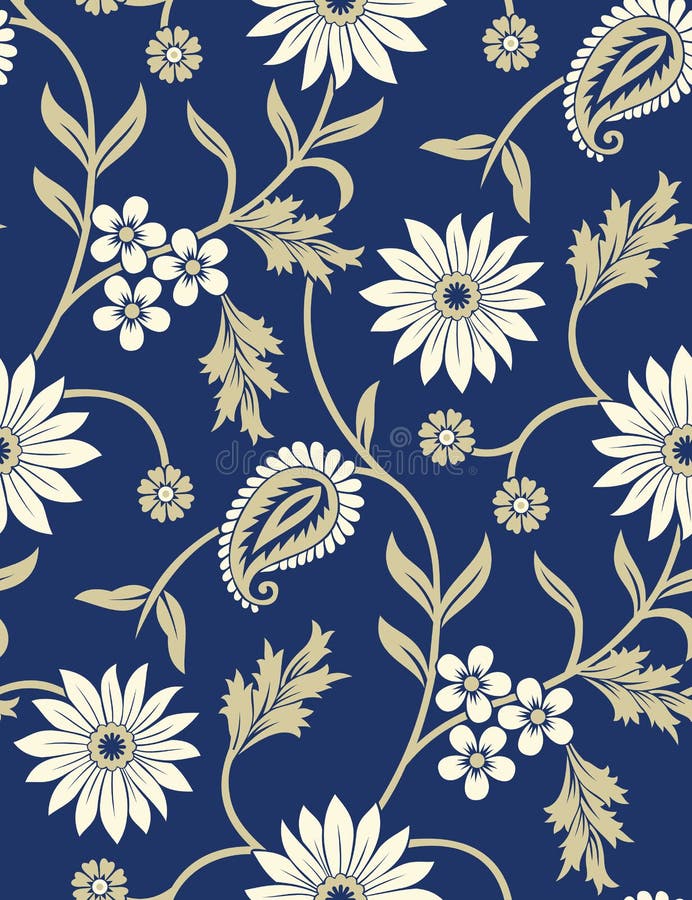 Nahtloser traditioneller Inder Paisley mit Blumenmuster vektor abbildung
