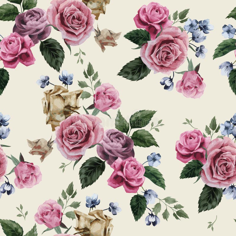 Nahtloses Blumenmuster mit rosa Rosen auf hellem Hintergrund, wat lizenzfreie abbildung