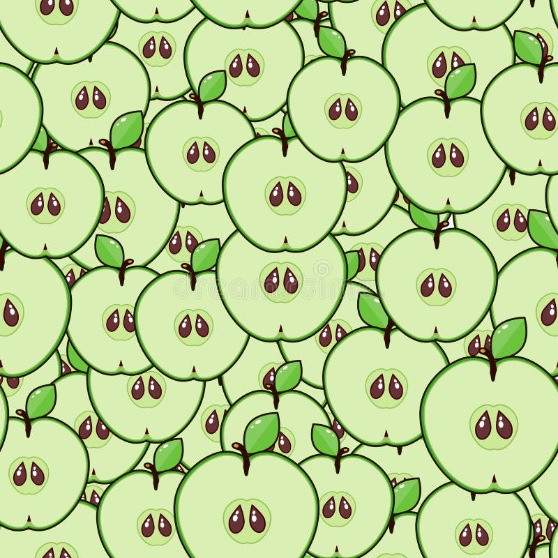Nahtloses Fruchtmuster: Apfelscheiben lizenzfreie abbildung