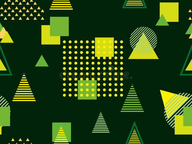Nahtloses geometrisches Muster mit Dreiecken und Punkten auf einem weißen Hintergrund Memphis-Art Grüne Farbe Vektor lizenzfreie abbildung Nahtloses geometrisches Muster mit Dreiecken und Punkten auf einem weißen Hintergrund Memphis-Art Grüne Farbe Vektor lizenzfreie abbildung