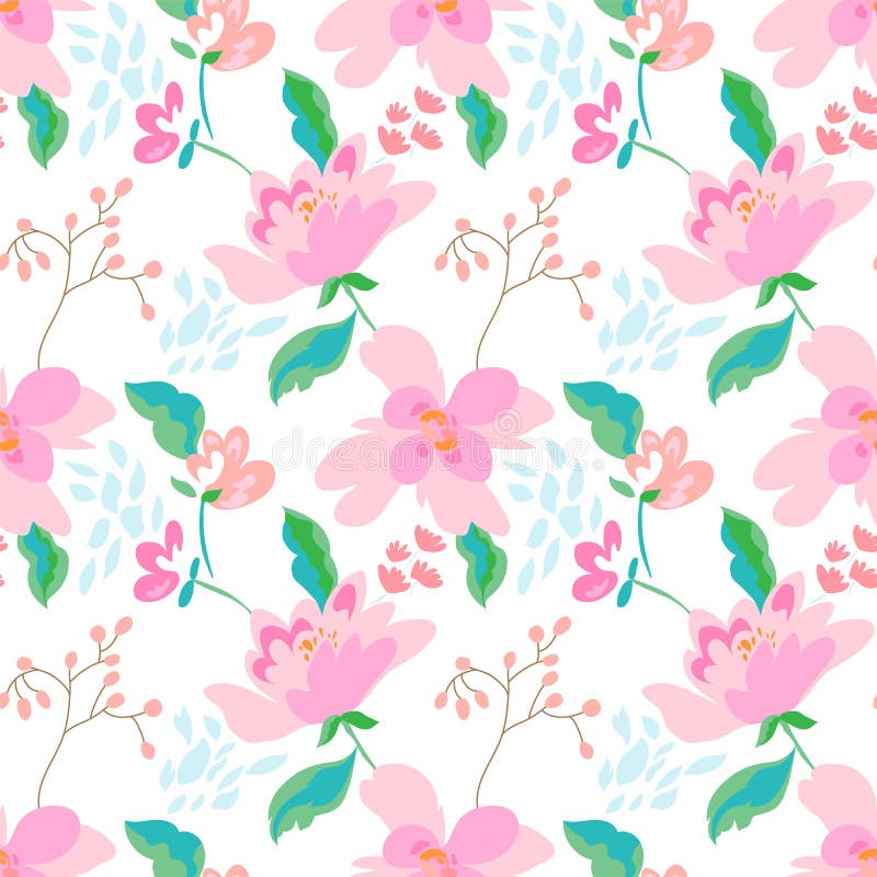 Nahtloses mit Blumenmuster mit abstrakten Blumen und Bl?ttern lizenzfreie abbildung Nahtloses mit Blumenmuster mit abstrakten Blumen und Bl?ttern lizenzfreie abbildung