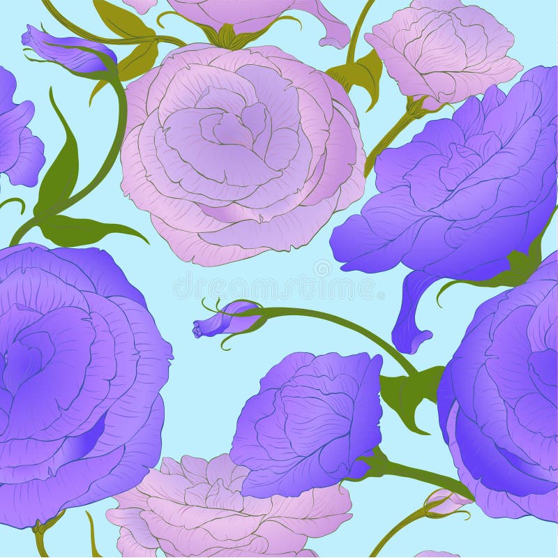 Nahtloses Muster Blumenhintergrund mit Gras Eustoma - Blumen und Knospen Dekoratives compositi vektor abbildung