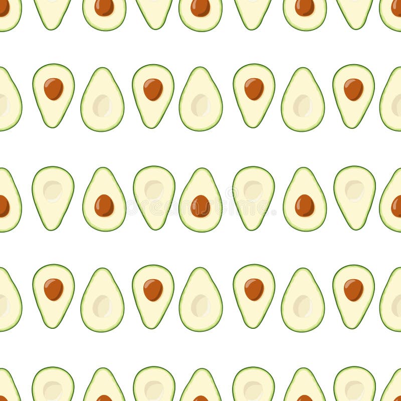 Nahtloses Muster der Avocado Hälften der frischen geschnittenen Avocado mit Grube auf weißem Hintergrund Vector nahtloses Muster vektor abbildung Nahtloses Muster der Avocado Hälften der frischen geschnittenen Avocado mit Grube auf weißem Hintergrund Vector nahtloses Muster vektor abbildung