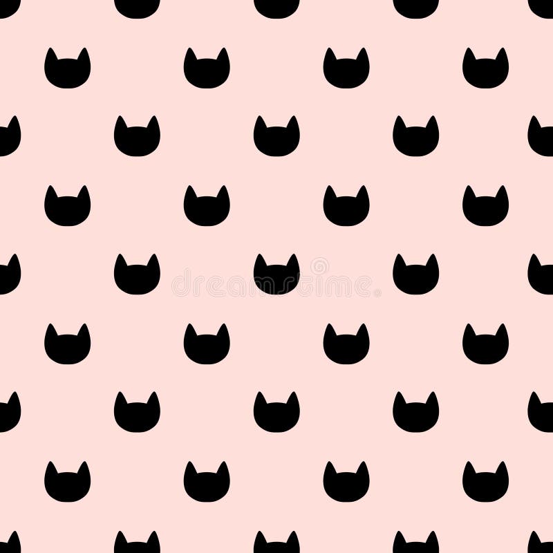 Nahtloses Muster der Katzenk?pfe Rosa und Schwarzes vektor abbildung Nahtloses Muster der Katzenk?pfe Rosa und Schwarzes vektor abbildung