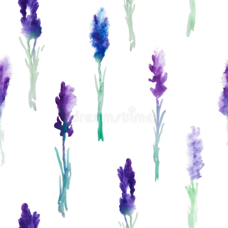 Nahtloses Muster des Aquarells mit Lavendelblumen stock abbildung Nahtloses Muster des Aquarells mit Lavendelblumen stock abbildung