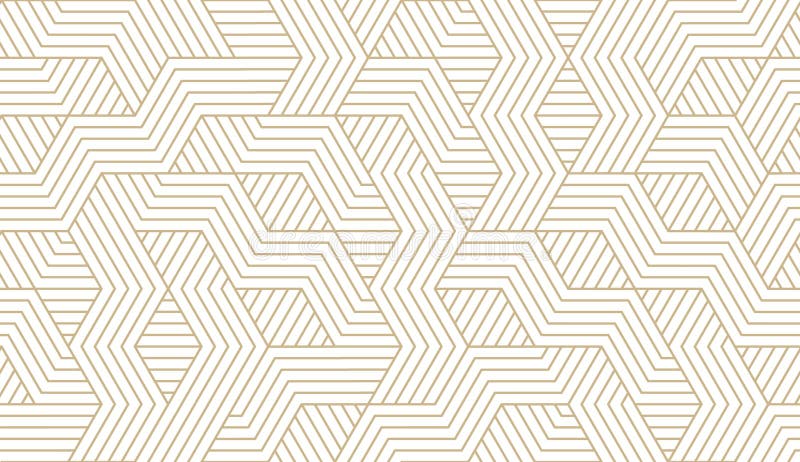 Nahtloses Muster des einfachen geometrischen Vektors der Zusammenfassung mit Goldlinie Beschaffenheit auf weißem Hintergrund Hell lizenzfreie abbildung