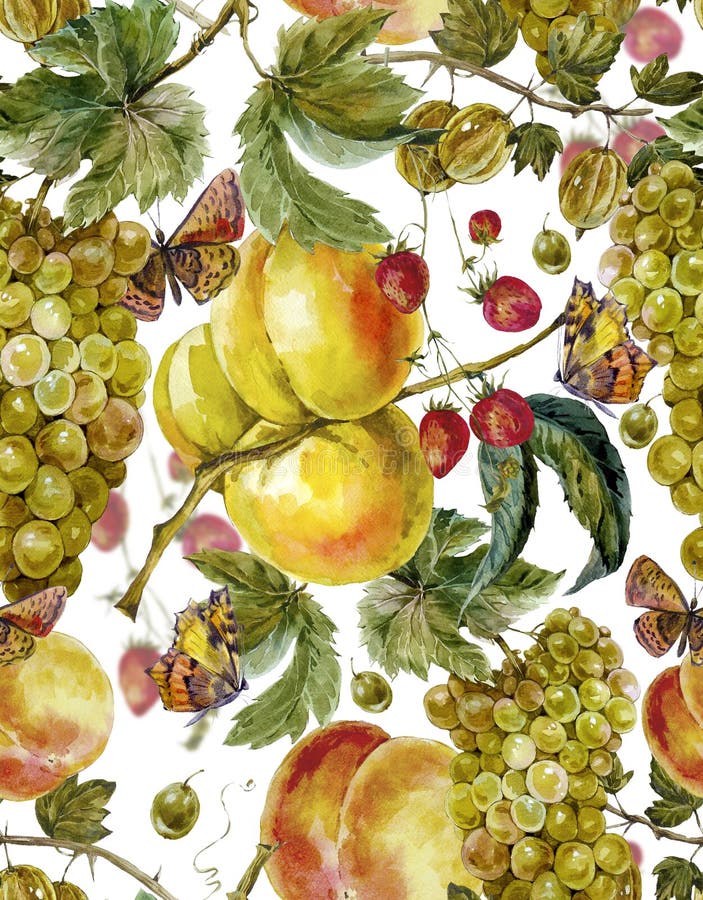 Nahtloses Muster des Herbsternte-Aquarells lizenzfreie abbildung Nahtloses Muster des Herbsternte-Aquarells lizenzfreie abbildung
