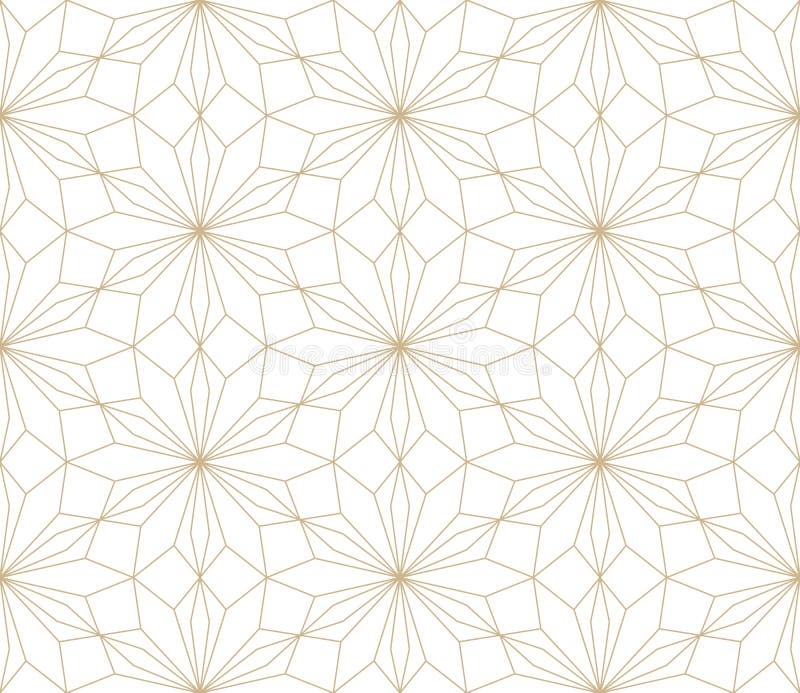 Nahtloses Muster des modernen einfachen geometrischen Vektors mit Goldblumen, Linie Beschaffenheit auf wei? em Hintergrund Heller vektor abbildung