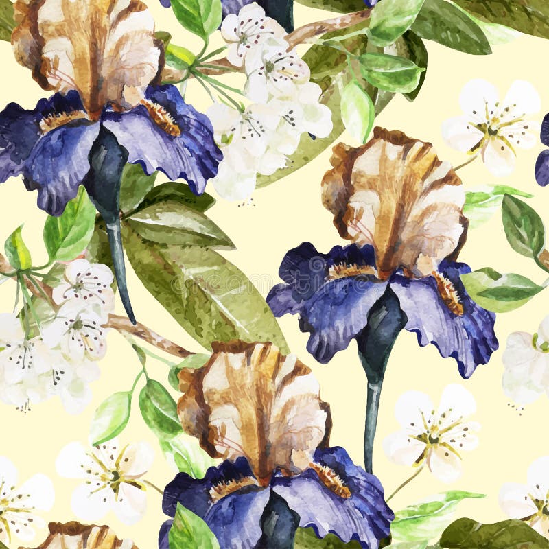 Nahtloses Muster mit Aquarellblumen blende lizenzfreie abbildung Nahtloses Muster mit Aquarellblumen blende lizenzfreie abbildung