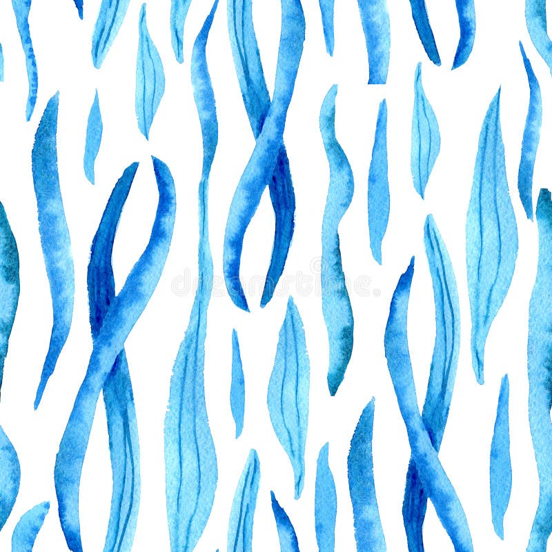 Nahtloses Muster mit dem Bild von abstrakten Wellen und von Algen Aquarellillustration für Entwurfsschablone, Hintergrund, Tapete stockfotos Nahtloses Muster mit dem Bild von abstrakten Wellen und von Algen Aquarellillustration für Entwurfsschablone, Hintergrund, Tapete stockfotos