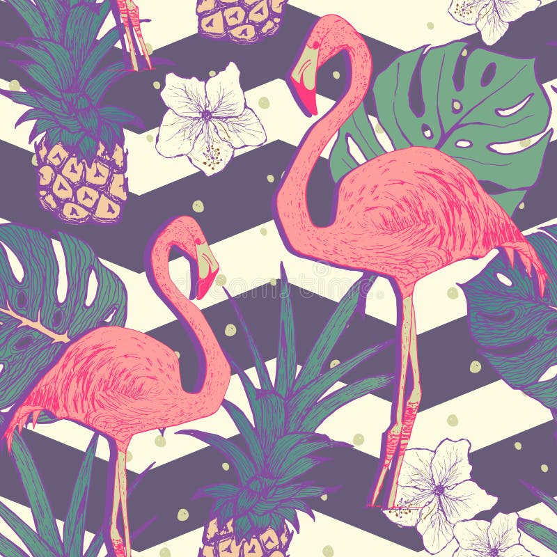 Nahtloses Muster mit Flamingovögeln