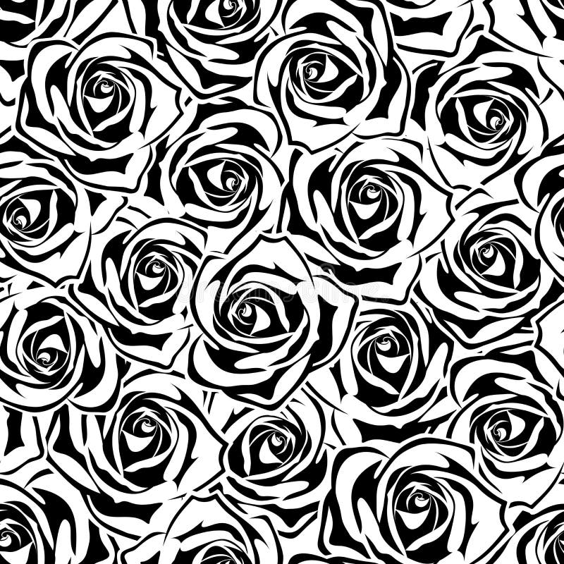 Nahtloses Muster mit Schwarzweiss-Rosen Auch im corel abgehobenen Betrag stock abbildung Nahtloses Muster mit Schwarzweiss-Rosen Auch im corel abgehobenen Betrag stock abbildung