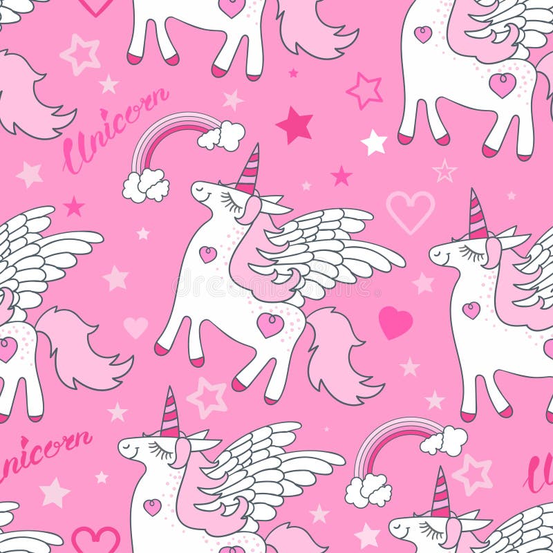 Nahtloses Muster Weißes Einhorn auf einem rosa Hintergrund Vektor vektor abbildung Nahtloses Muster Weißes Einhorn auf einem rosa Hintergrund Vektor vektor abbildung