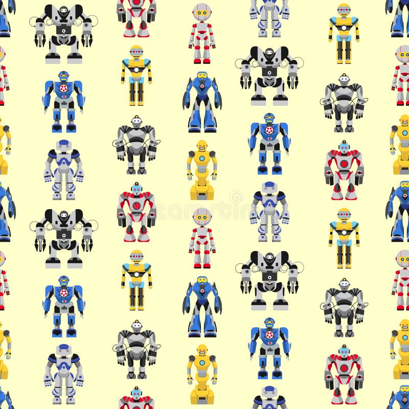 Nahtloses quadratisches Robotermuster lizenzfreie abbildung Nahtloses quadratisches Robotermuster lizenzfreie abbildung