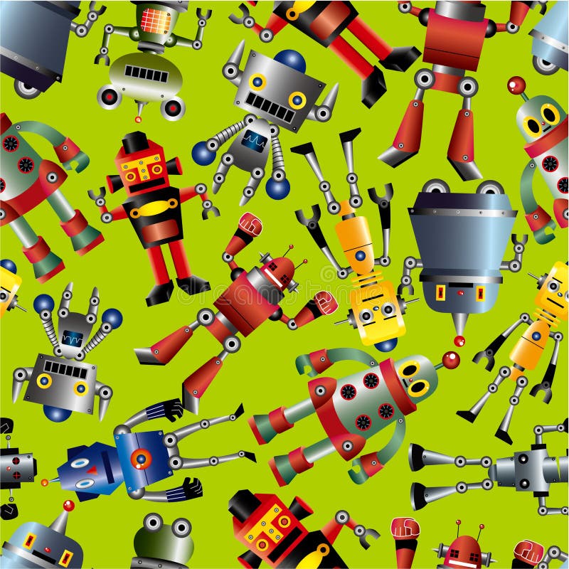 Nahtloses Robotermuster lizenzfreie abbildung Nahtloses Robotermuster lizenzfreie abbildung