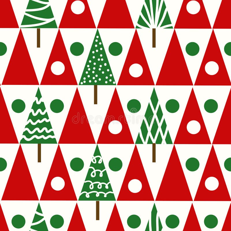 Nahtloses Vektorweihnachtsmuster-Weihnachtsbaum-Winter geomet vektor abbildung Nahtloses Vektorweihnachtsmuster-Weihnachtsbaum-Winter geomet vektor abbildung