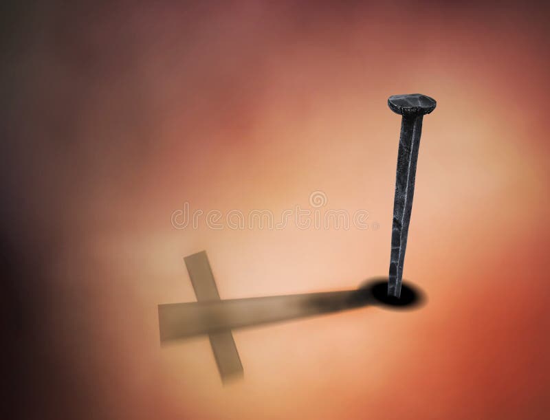 Nail casting a large cross shaped shadow.