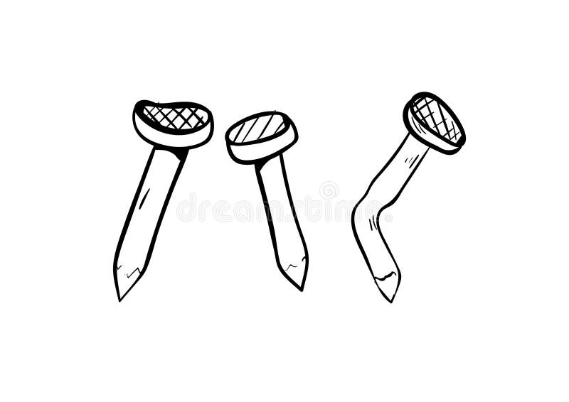 Nail Doodle Icon Vector with Simple Stock Vector - Illustration of hammer,  concept: 134925196