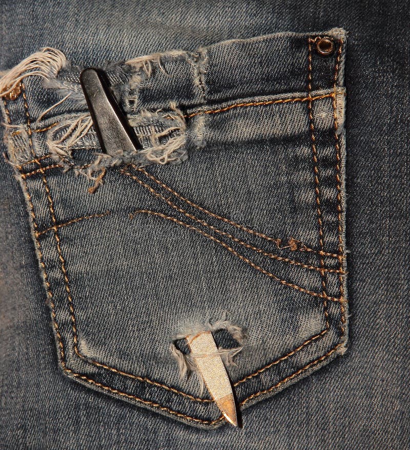 Nail File for Manicure in Back Pocket Torn Jeans Stock Image Image of