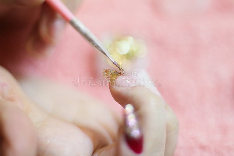 Nail Glitter, Nail Gel, Nail Brush, Nail Art, Nail Construction Stock