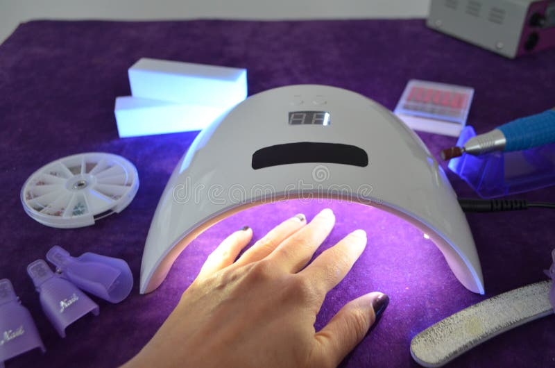 Nail Gel Salon. UV Lamp with Timer Stock Image - Image of clippers ...