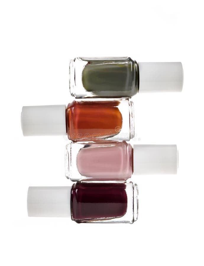 Nail polish bottles stock photos