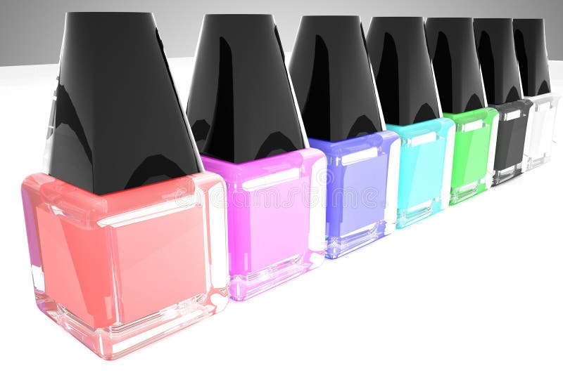 Nail Polish Different Colors Row Stock Illustrations 3 Nail Polish