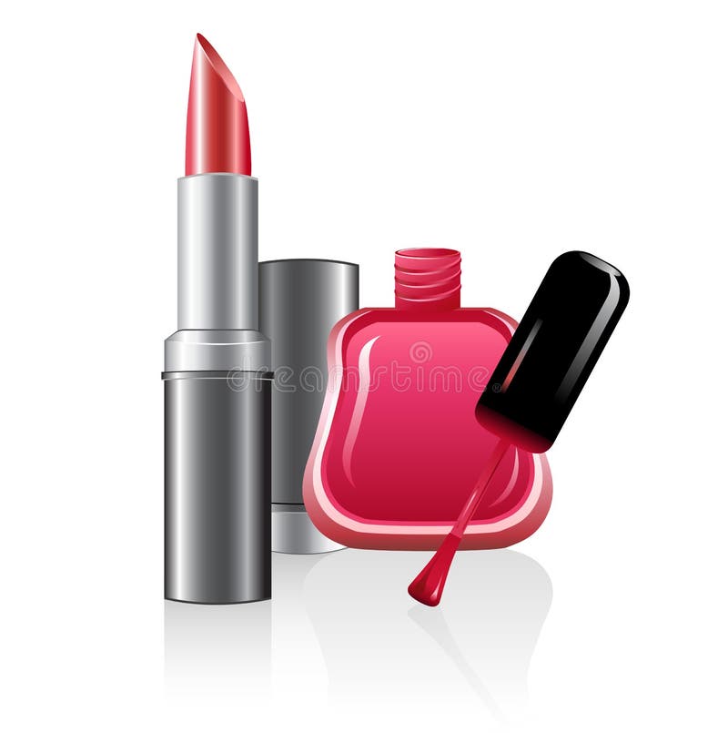 Nail polish and lipstick stock vector. Illustration of background