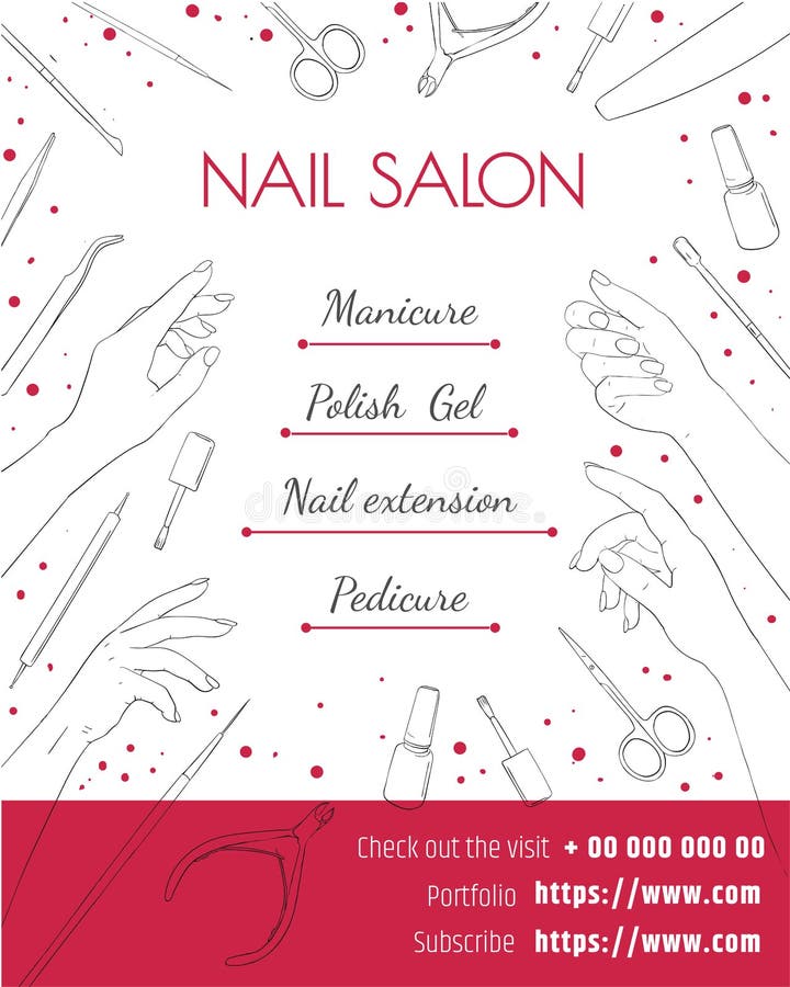 Manicure salon vintage poster with nail polish Vector Image