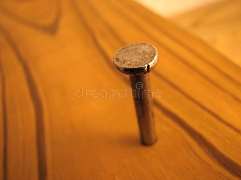Nail in wood board stock image. Image of wood, plank, woodwork 3923203