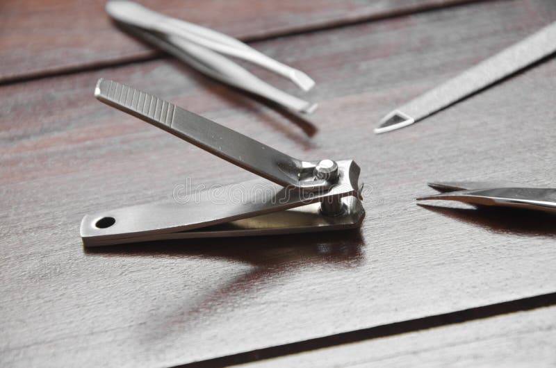 Toenail Clipping By Manicurist At Salon Stock Image Image of tool
