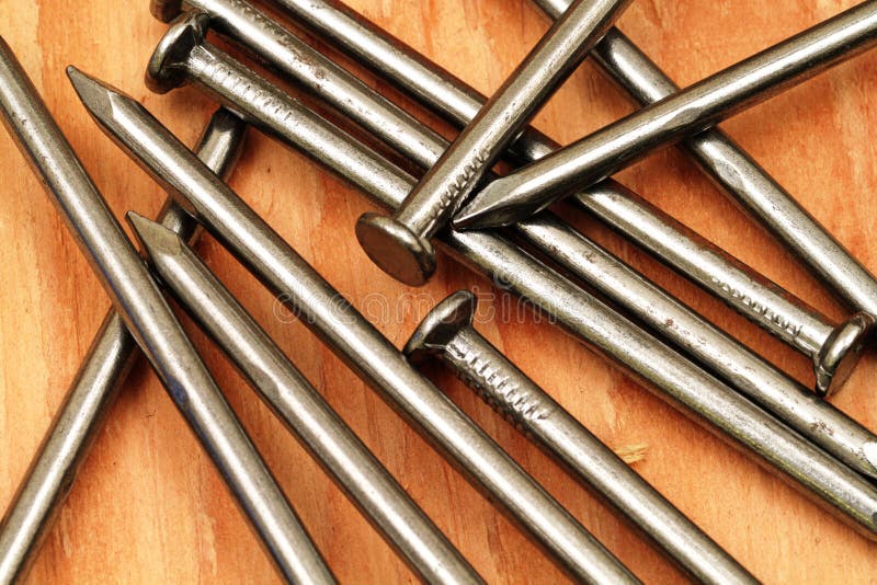 Hammer and Nails on Plywood Stock Photo Image of close, carpenter