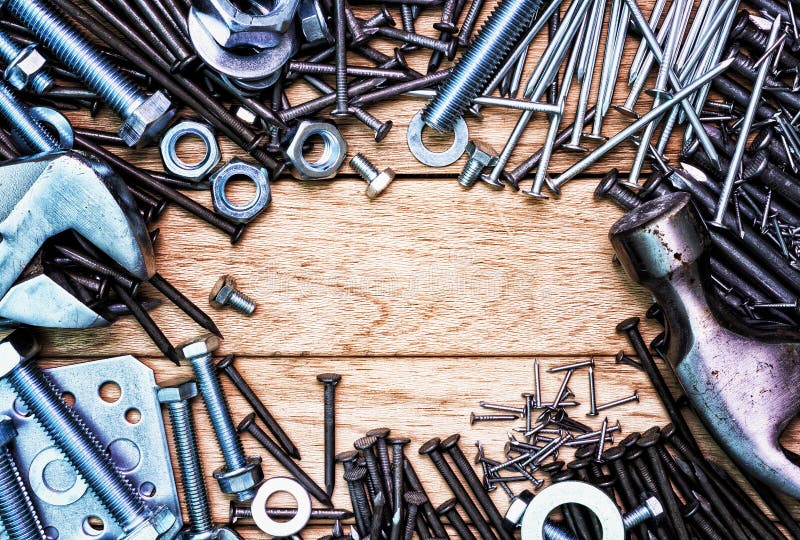 Nails and Screws Like a Frame. Stock Photo Image of connection