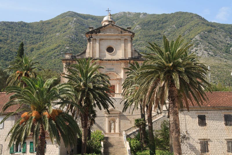 Naissance de notre église de Madame dans Prcanj, Monténégro photo stock Naissance de notre église de Madame dans Prcanj, Monténégro photo stock