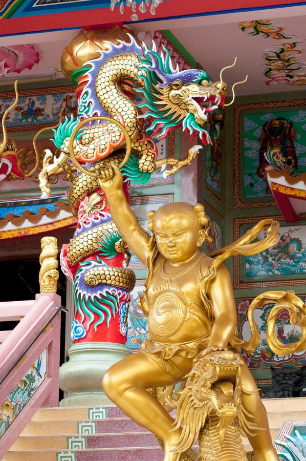 Naja the Golden Statues of Chinese Gods Stock Photo Image of