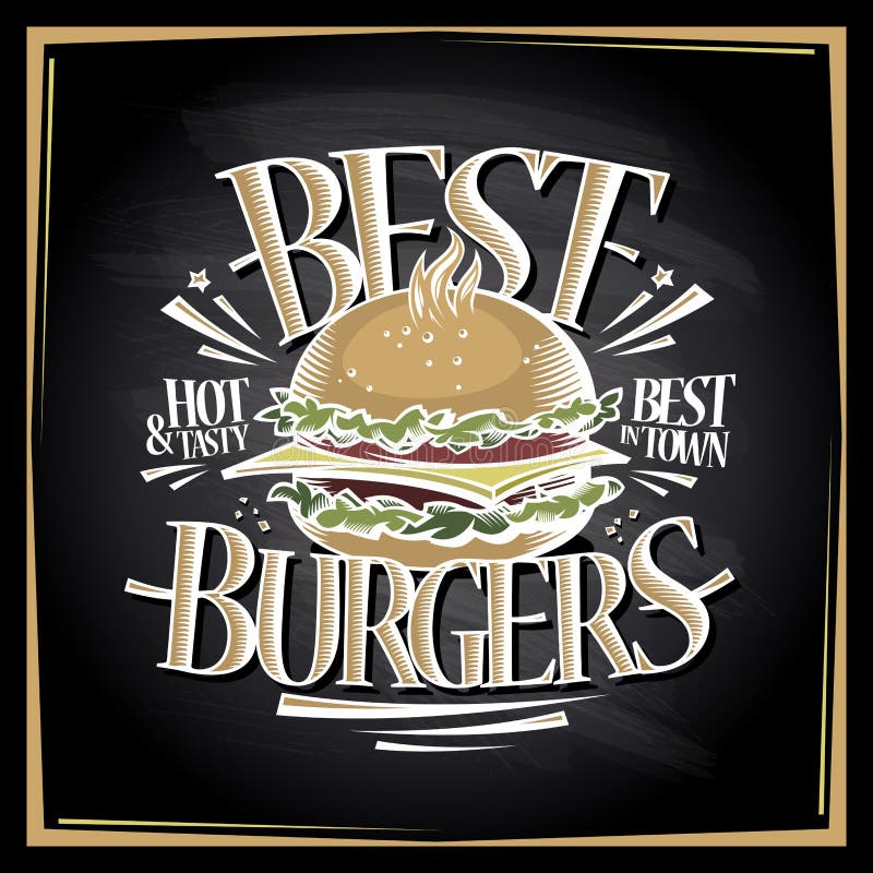 Najlepszy hamburgeru chalkboard menu projekt royalty ilustracja Najlepszy hamburgeru chalkboard menu projekt royalty ilustracja