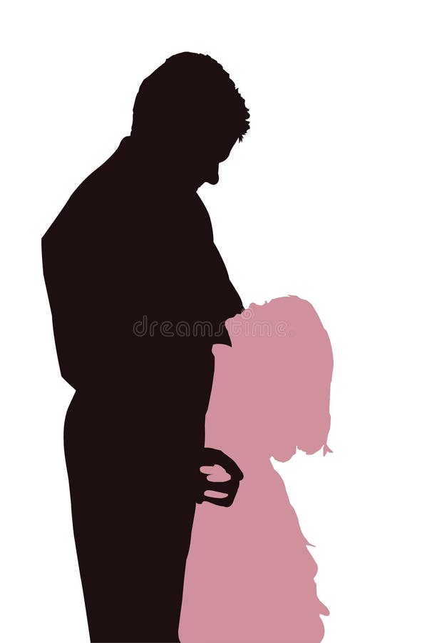 Silhouette of father and daughter dancing. Girl is in pink dad is darker. Dancing on his toes. Silhouette of father and daughter dancing. Girl is in pink dad is darker. Dancing on his toes.
