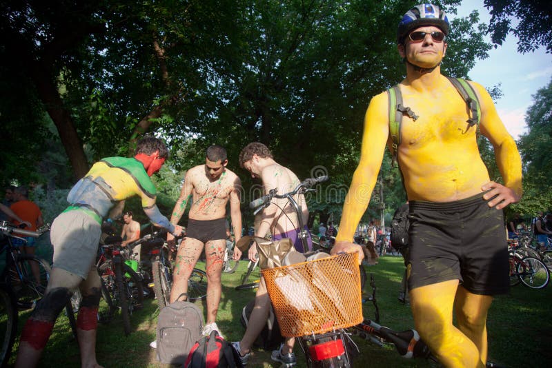 Naked bike ride in Thessaloniki - Greece stock photo Naked bike ride in Thessaloniki - Greece stock photo
