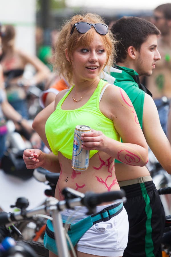 Naked bike ride in Thessaloniki - Greece royalty free stock photography Naked bike ride in Thessaloniki - Greece royalty free stock photography