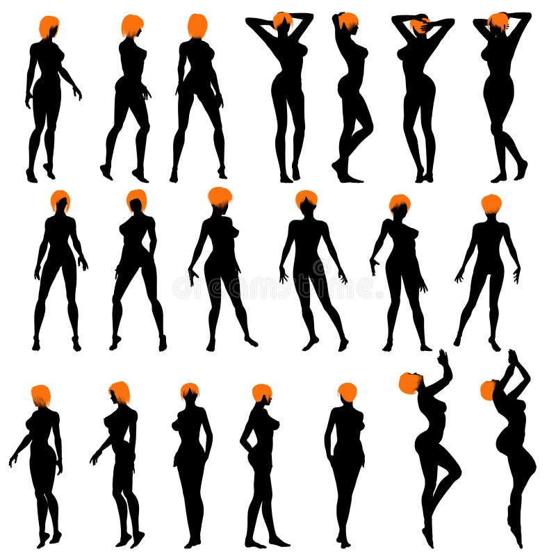 Naked Girls Silhouette Set Stock Vector Illustration Of Figure 41160256 