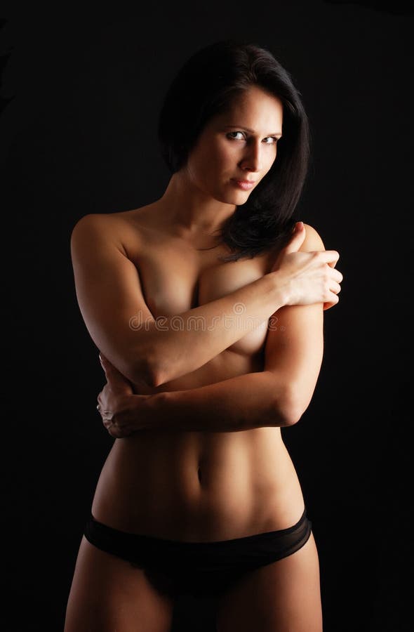 Naked Woman Covering Breast Her Arms Stock Image - Image of beautiful,  seductive: 19220789