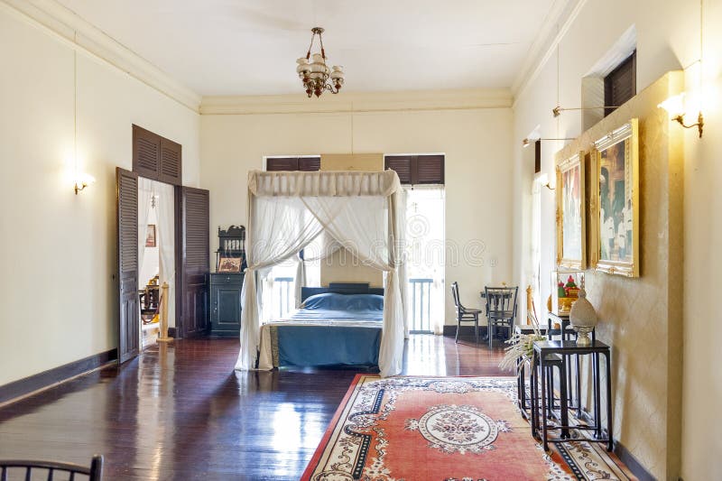 Main bedchamber inside The Governor`s House Museum, historic tourist attraction of Nakhon Phanom Province