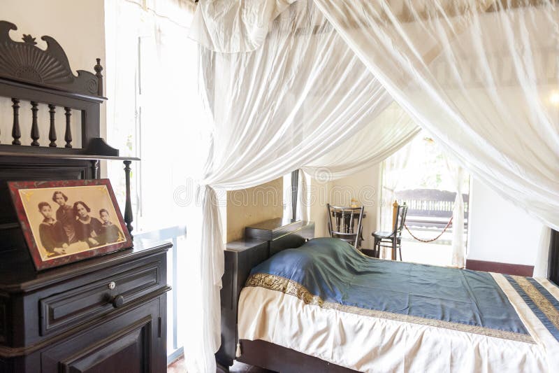 Main bedchamber inside The Governor`s House Museum, historic tourist attraction of Nakhon Phanom Province