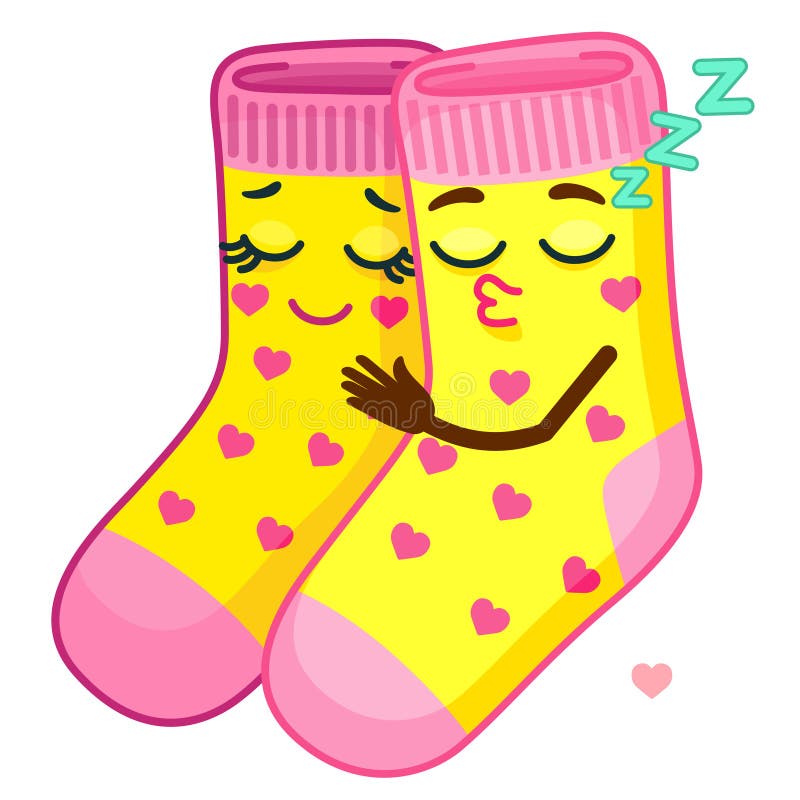 Naklejka wektorowa jasna. zabawne emoji cuple skarpetki w miłości. teraźniejszość walentynki ilustracji