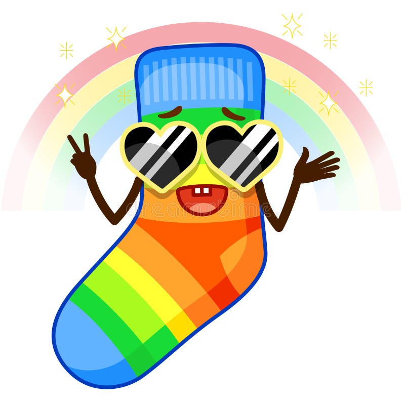 Naklejka wektorowa jasna. zabawne skarpety emoji lgbt w stylu kreskówki ilustracja wektor