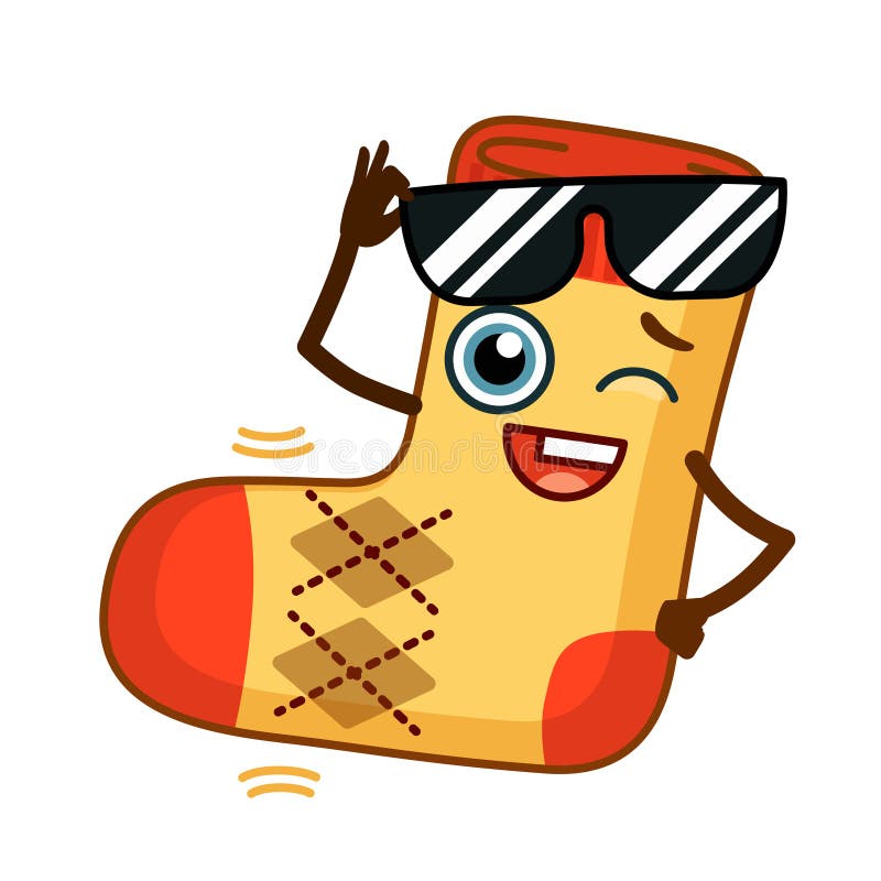 Naklejka wektorowa jasna. zabawne skarpety emoji w stylu kreskówki ilustracja wektor