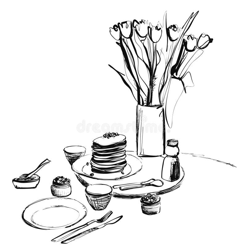 Nakreślenia Doodle blinów Wektorowa Ilustracyjna sztuka Niedziela ?niadanie ilustracji Nakreślenia Doodle blinów Wektorowa Ilustracyjna sztuka Niedziela ?niadanie ilustracji